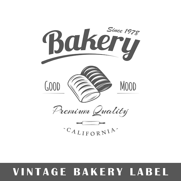 Bakery label isolated on white background Design element Vector illustration