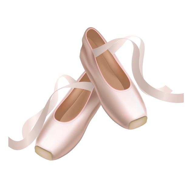 Vector ballet pointe shoes fashion pair on a white background for dance