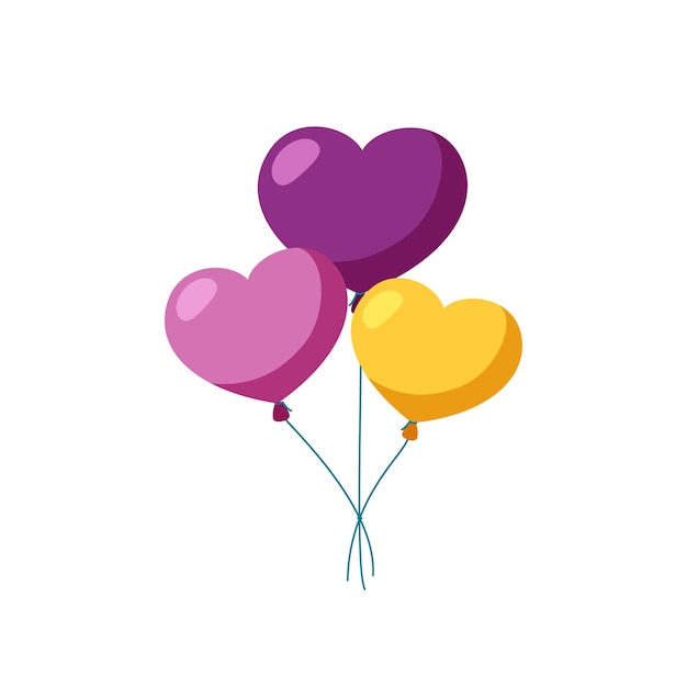 Balloons in shape of heart Bunch of helium balloons Vector illustration