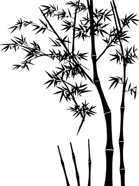 Vector bamboo tree vector black color silhouette