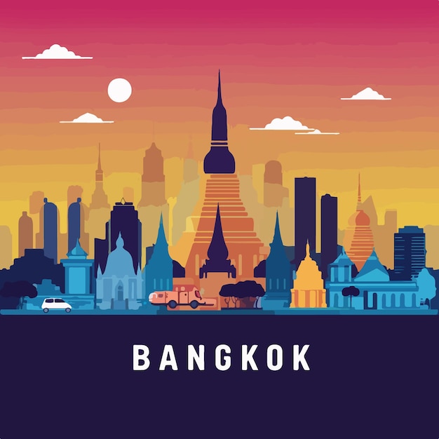 Vector bangkok city skyline vector