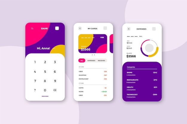 Banking app interface concept