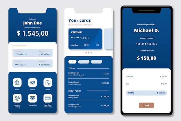 Banking app interface