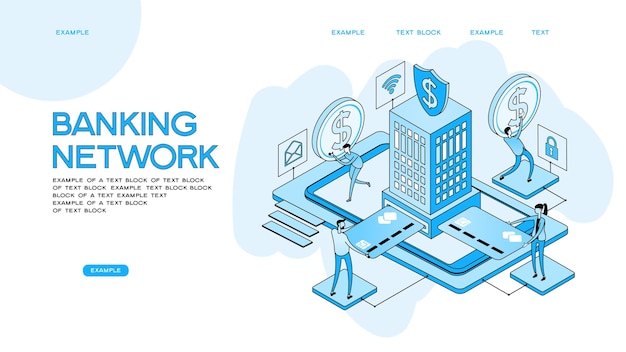 Vector banking network web banner