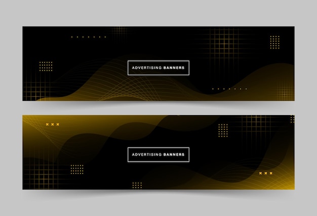 Vector banner background black and gold line wave effect abstract memphis eps 10