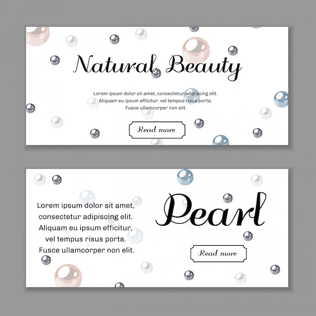 Banner set. Design template with pearls