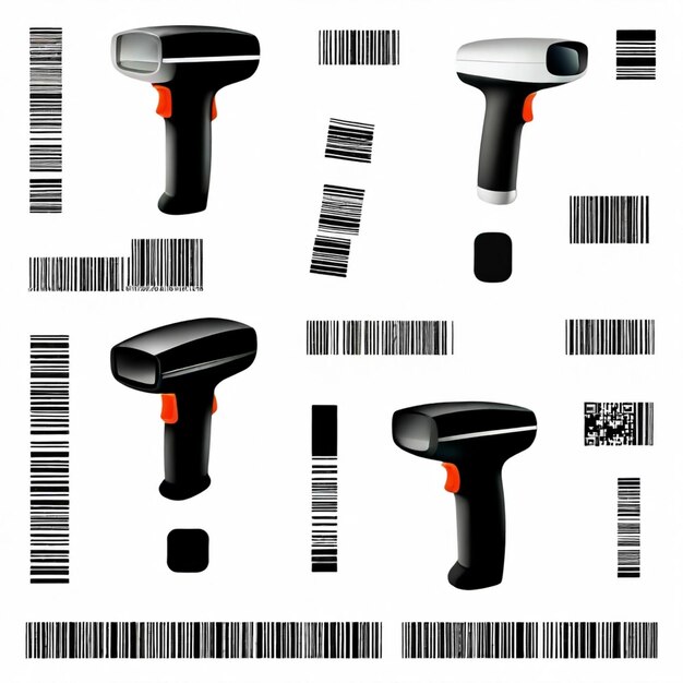 Vector barcode scanner vector set white background isolated a high qua