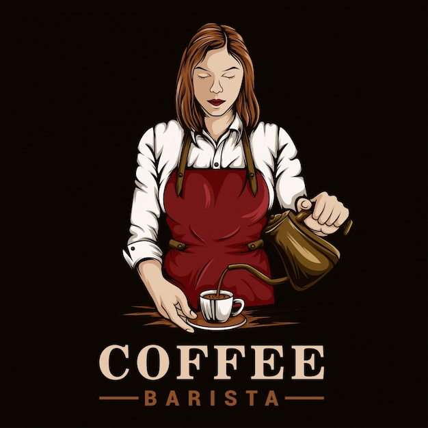 Barista coffee girl logo