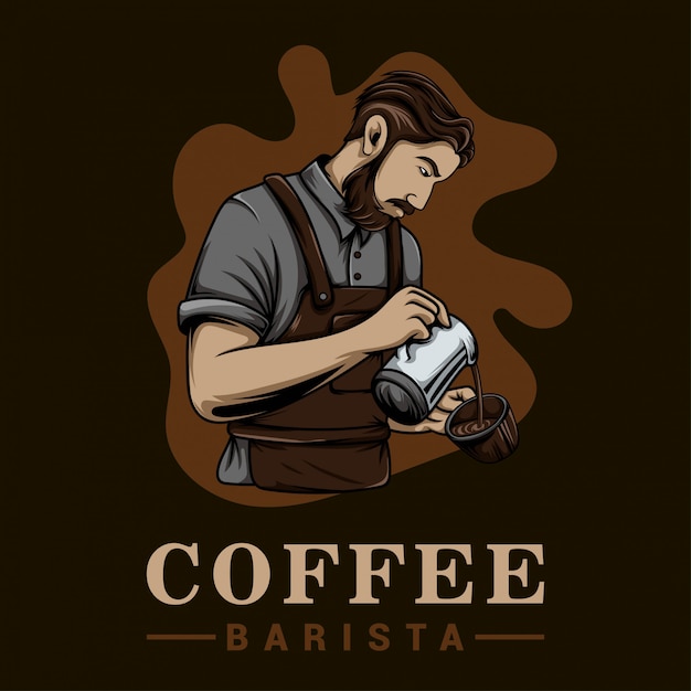 Barista coffee mixer logo template