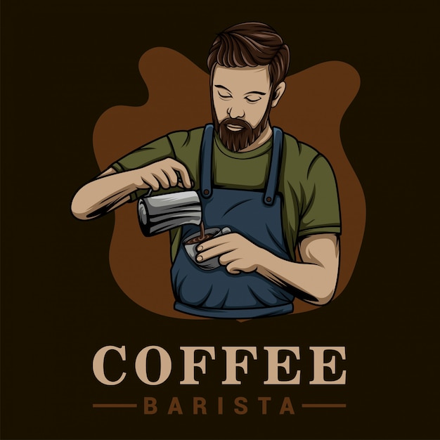 Barista coffee mixer logo template