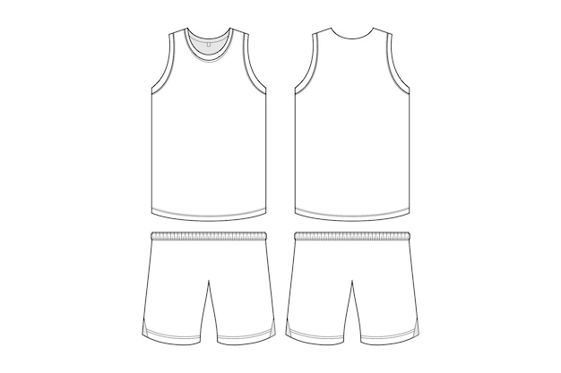 BASKETBALL JERSEY MOCKUP VECTOR LINE ART