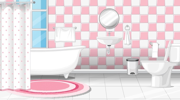 Vector bathroom interior design with furniture