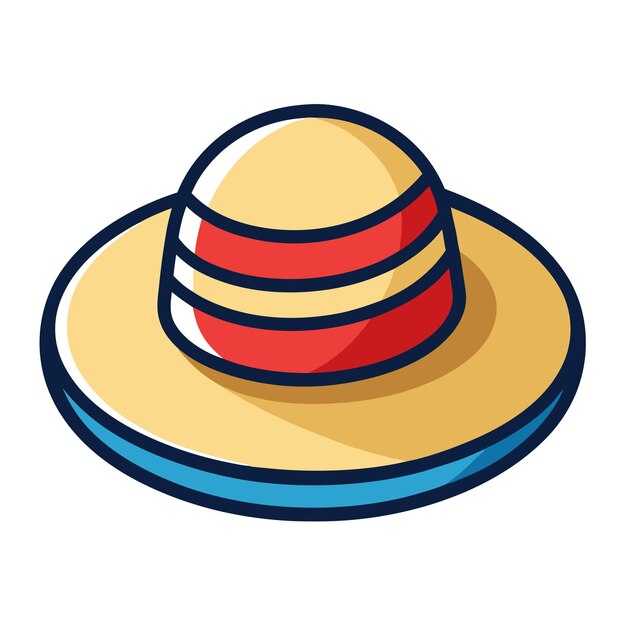 Vector beach hat panama clipat cartoon style vector illustration