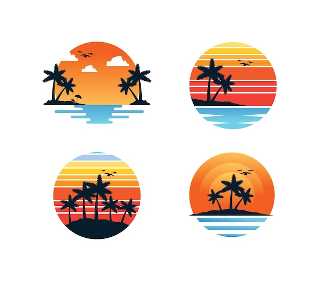 beach logo set template design