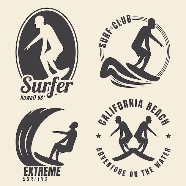 Beach surfing classic set logo