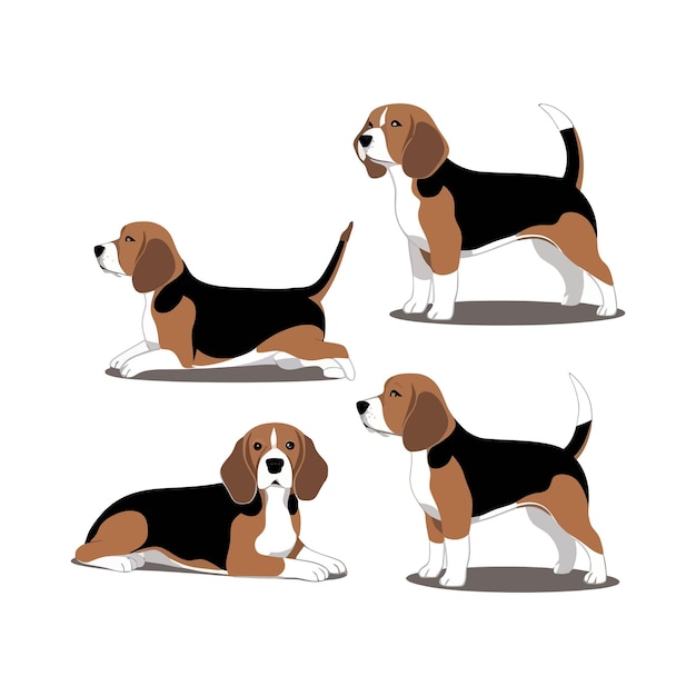 Vector beagle silhouette vector template illustration