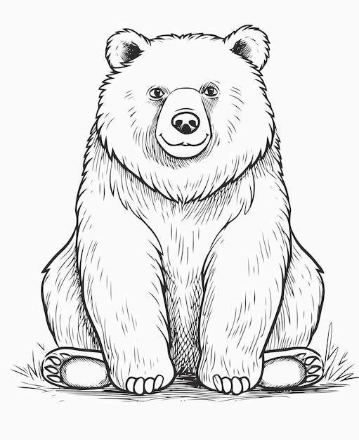 Vector bear illustration bear coloring book