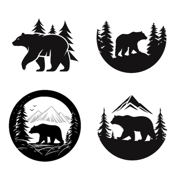 BEAR logo mascot on white background Vector set