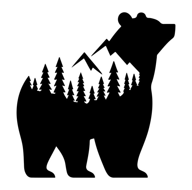 Vector bear silhouettes on the white background