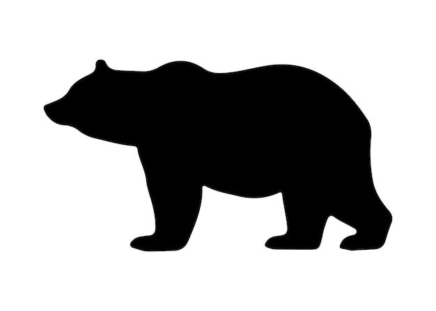 Bear vector silhouette Grizzly bear or polar bear silhouette flat vector animal silhouette