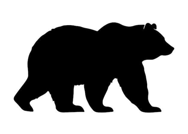 Bear vector silhouette Grizzly bear or polar bear silhouette flat vector animal silhouette