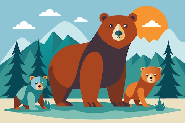 Vector bears family silhouette vector illustration b