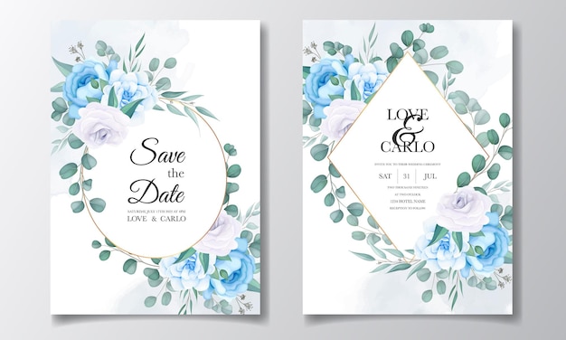 Beautiful flower and leaf wedding invitation card template