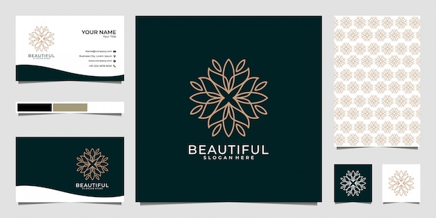 Beautiful flower logo design , pattern and business card