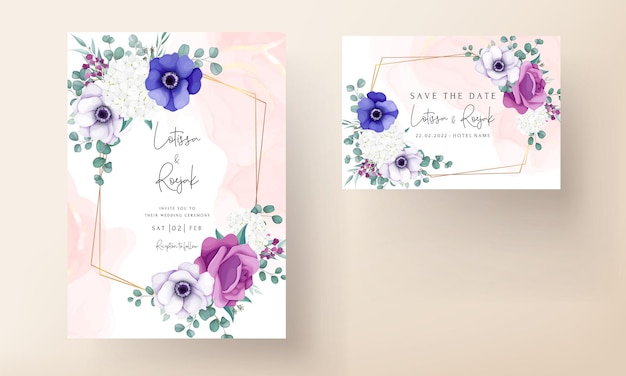 beautiful flower wreath wedding invitation card template