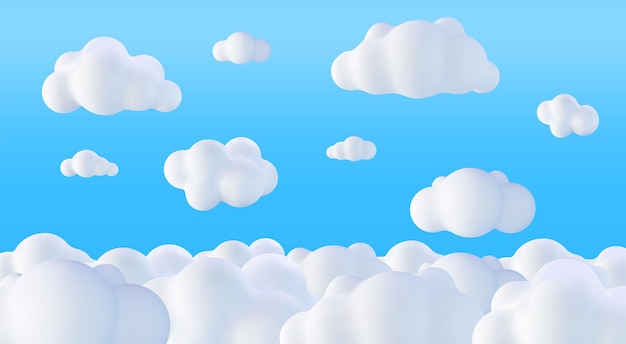 Vector beautiful fluffy clouds on blue sky background