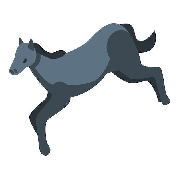 Vector beautiful gray horse running isometric icon