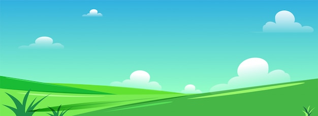 Vector beautiful green nature landscape.