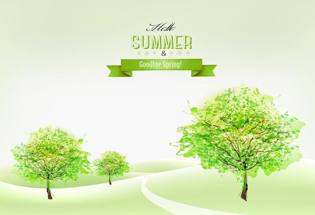 Vector beautiful green summer nature background vector