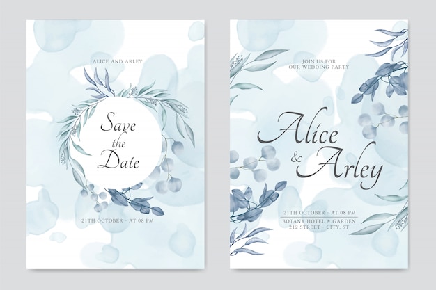 Beautiful hand drawn floral frame save the date wedding invitation card