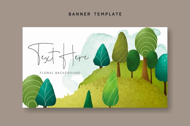 Vector beautiful hand drawn greenery scenery and tree background