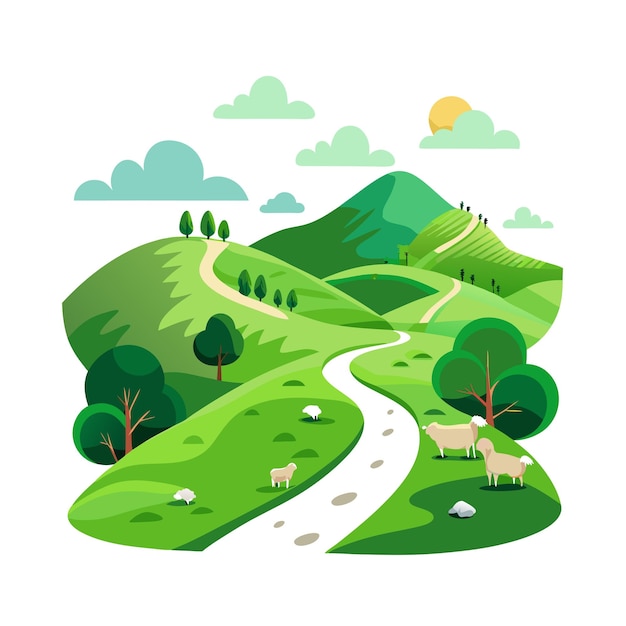 Vector beautiful landscape scenery vector illustration concepts