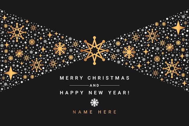 Beautiful merry christmas and happy new year banner with golden particles decoration background