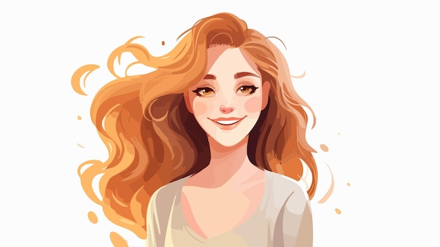 Vector beautiful portrait drawing of a happy smiling girl