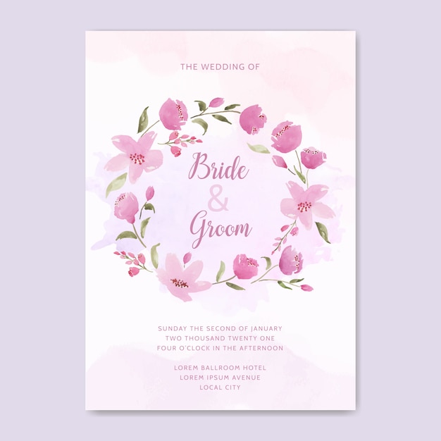 Beautiful wedding card with floral and splash watercolor