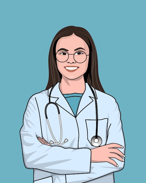 Beautiful women female doctor nurse with apron stethoscope vector illustration