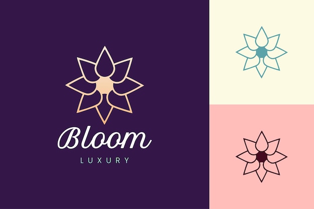 Beauty care logo template in luxury flower shape