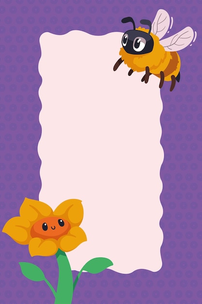 Bee flying and flower