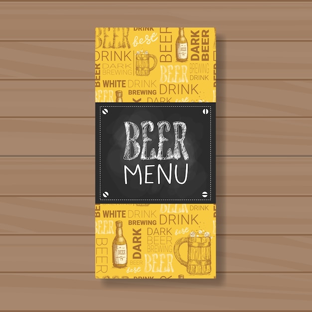 Vector beer menu design for restaurant cafe pub chalked