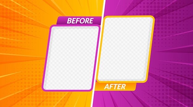 Vector before after template borders for comparison