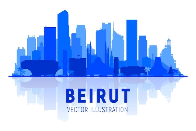 Beirut Lebanon skyline silhouette at white background Vector Illustration Business travel and tourism concept with modern buildings Image for banner or website