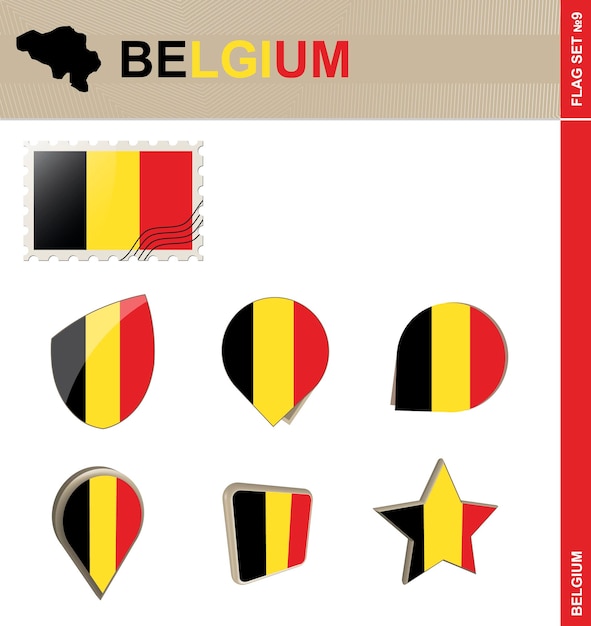 Belgium Flag Set Flag Set 9 Vector