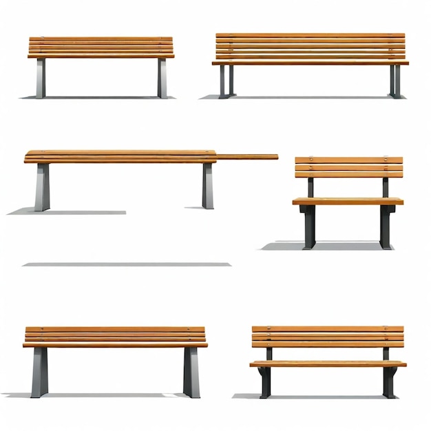 Vector bench vector set white background isolated a high qualit