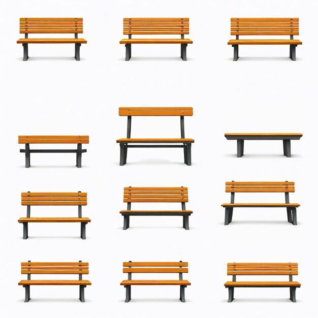 Vector bench vector set white background isolated a high qualit