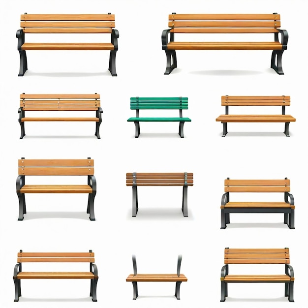 Vector bench vector set white background isolated a high