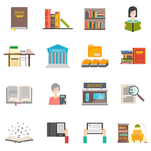 Bibliotheek Icons Set